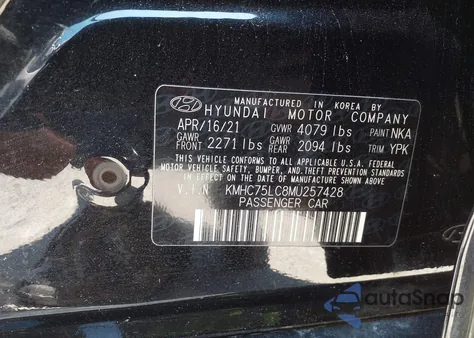 2021 Hyundai Ioniq Hybrid Se from USA, damaged, VIN KMHC75LC8MU257428
